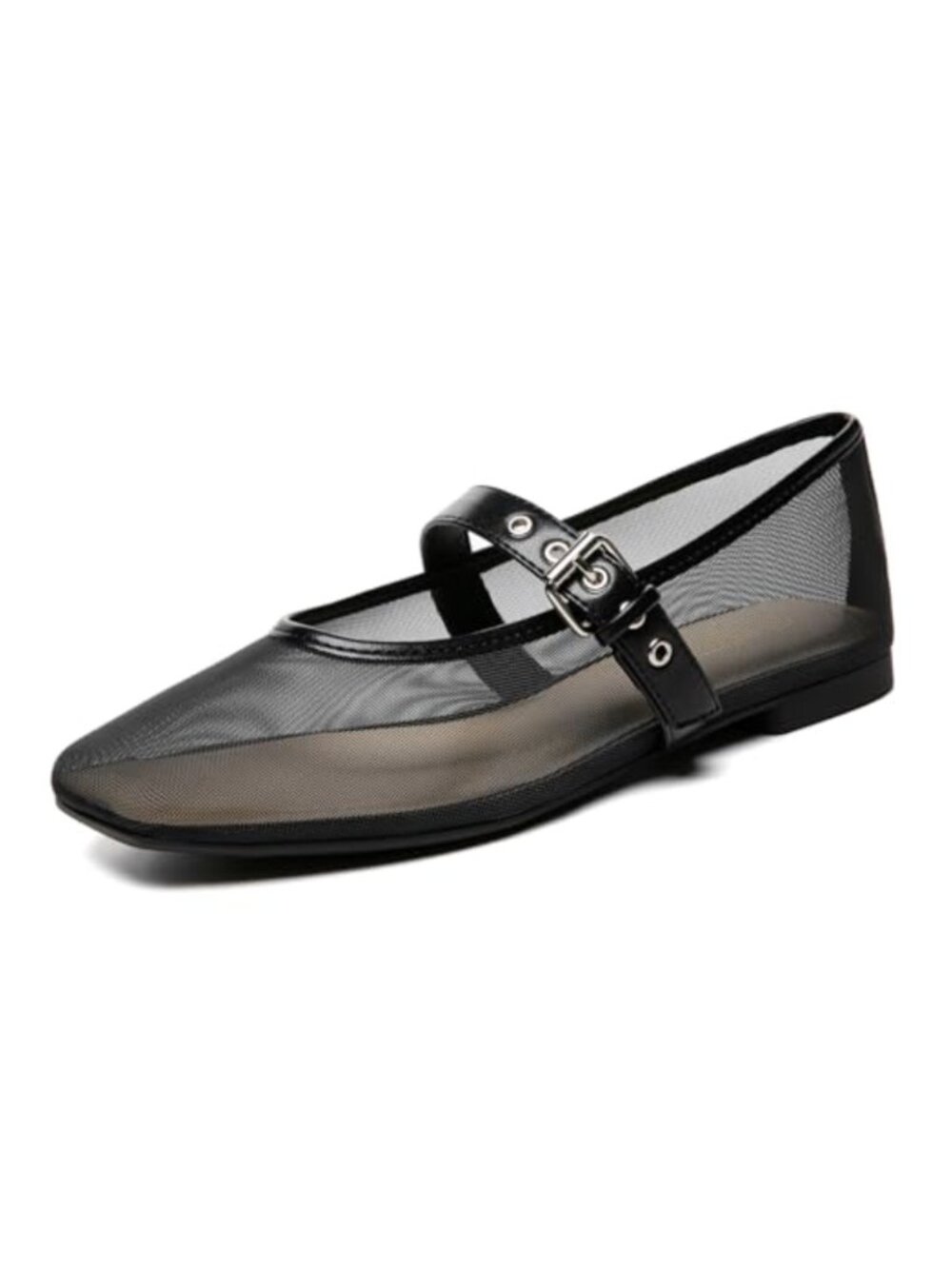 Mesh Ballet Flats Square Toe Mary Jane Comfortable Casual Ballerina Shoes